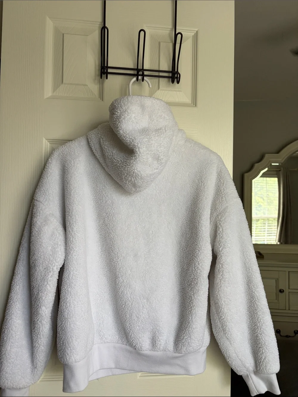 Converse White Sherpa Hoodie with Purple Logo Patch